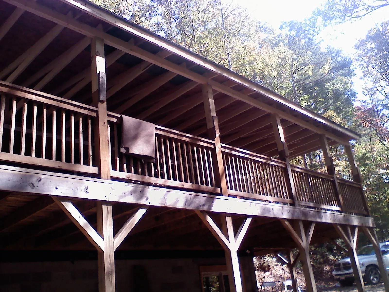 Timber framing under a new elevated porch and deck — Roof Leak Repair in Plum Branch by Roofing Brothers